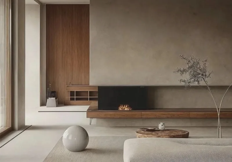 Không gian Wabi-Sabi tông đất với bề mặt mộc