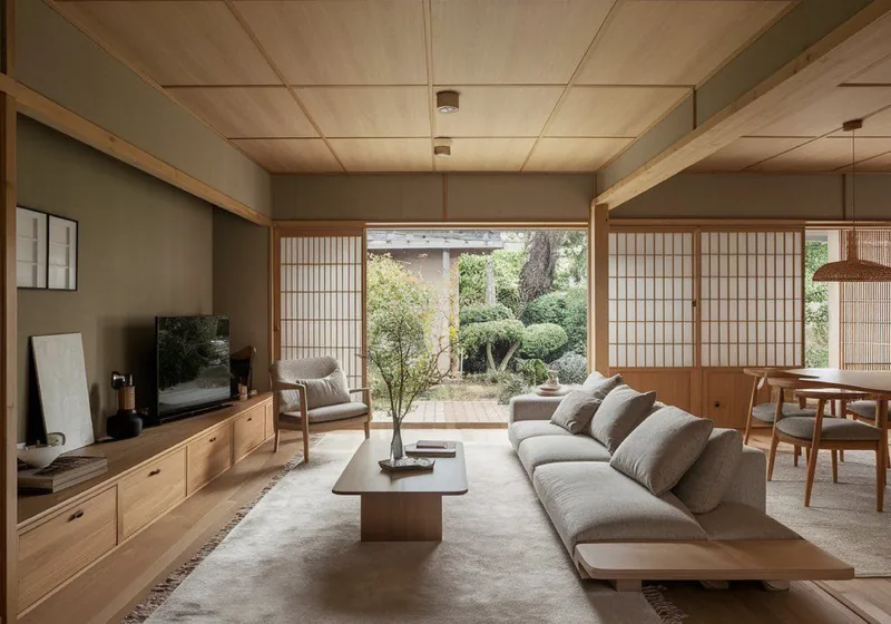 Không gian Japanese Traditional với gỗ và hệ cửa shoji